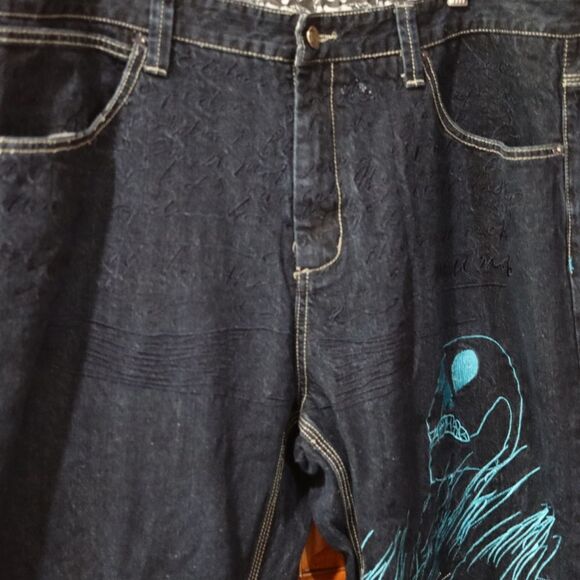 Artful Dodger Y2K Heavily Embroidered Skeleton Streetwear Baggy Hip Hop Jean's 4 - Picture 12 of 16